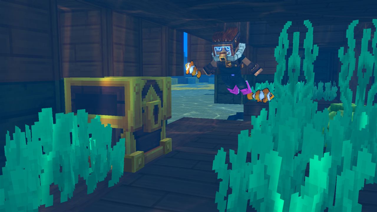 Diving to a sunken ship in Hytale — underwater exploration on a Hytale multiplayer server
